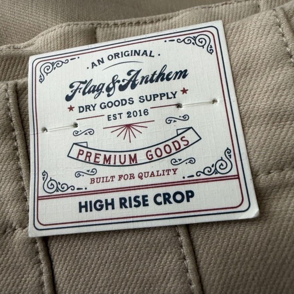 Flag & Anthem High Rise Crop Pants Womens 14/32 Tan Khaki‎ NWT - Picture 8 of 10
